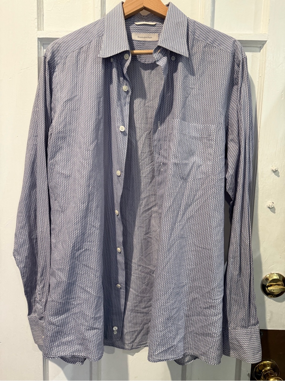 Ermenegildo Zegna Light Blue Patterned Men's Dress Shirt
